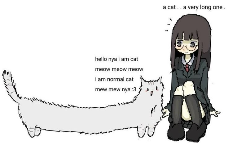 vl
<4
\S
,
Ay Yn x
+
Ww ee ana *
acat..avery long one.
hello nya i am cat
meow meow meow
iam normal cat mt,
3 ;
mew mew nya “s i f
woe vl
<4
\S
,
Ay Yn x
+
Ww ee ana *
acat..avery long one.
hello nya i am cat
meow meow meow
iam normal cat mt,
3 ;
mew mew nya “s i f
woe