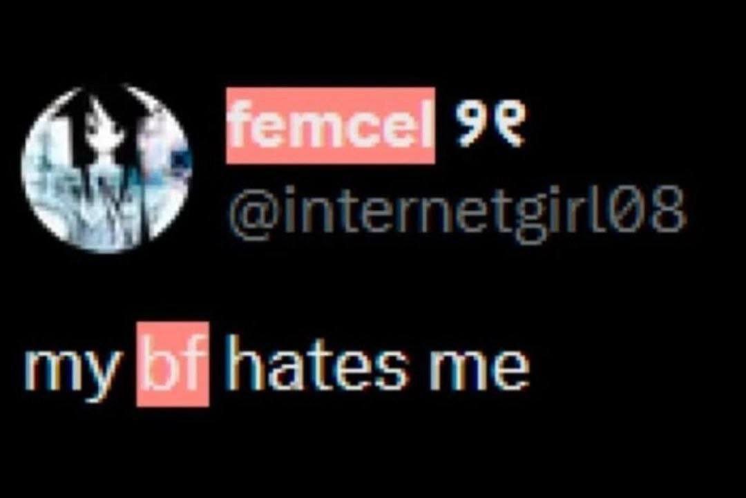 femcel
@internetgirl08

my bf hates me