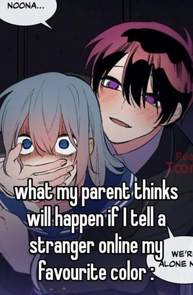 what my parent thinks
will happen if I tell a
stranger online my
favourite color: