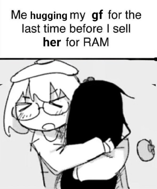 Me hugging my gf for the
last time before I sell
her for RAM