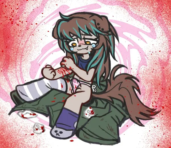 [cutting]
trailer trash girl getting some enjoyment the way she knows how, a commission