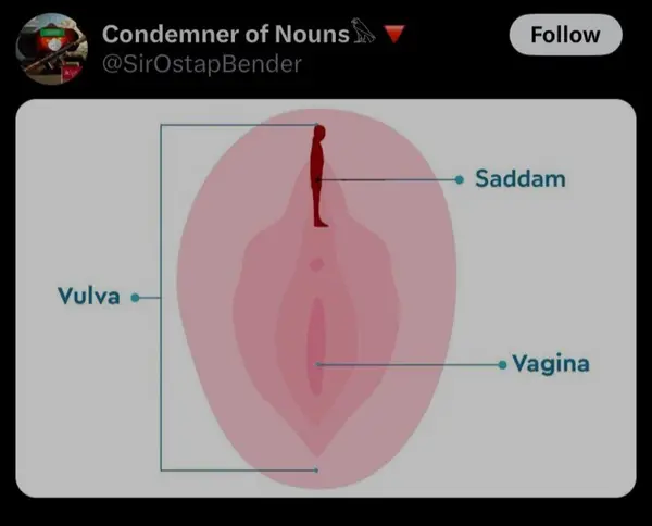 Condemner of Nouns
@SirOstapBender

Saddam
Vulva
Vagina
