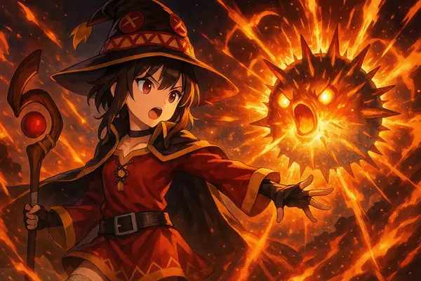 Davide ツ, [7/15/25, 10:07 AM]
/copilot Disegna una giovane maga, simile ma non identica a Megumin di konosuba, che evoca un pesce palla intrinso della magia dell'esplosione. stile anime. fallo epico.

Microsoft Copilot, [7/15/25, 10:08 AM]
[In reply to Davide ツ]
🔥 Sta per apparire la tua eroina anime in tutto il suo splendore! Una giovane maga grintosa, un pufferfish incantato con poteri esplosivi, e una scena da urlo in puro stile epico — preparati al botto!